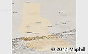 Satellite Panoramic Map of Minfeng, semi-desaturated