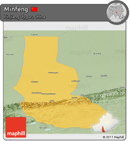Savanna Style Panoramic Map of Minfeng