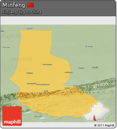 Savanna Style Panoramic Map of Minfeng