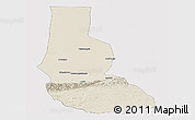 Shaded Relief Panoramic Map of Minfeng, cropped outside