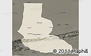 Shaded Relief Panoramic Map of Minfeng, darken