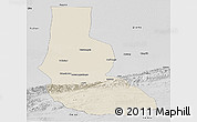 Shaded Relief Panoramic Map of Minfeng, desaturated