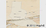 Shaded Relief Panoramic Map of Minfeng, satellite outside