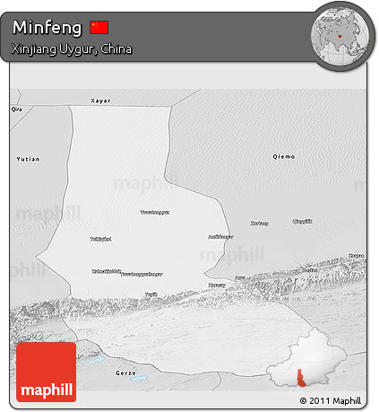 Silver Style Panoramic Map of Minfeng