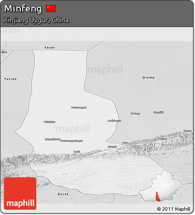 Silver Style Panoramic Map of Minfeng