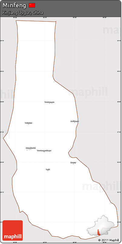 Classic Style Simple Map of Minfeng, cropped outside