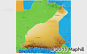 Physical 3D Map of Mori, political outside