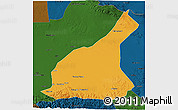 Political 3D Map of Mori, darken
