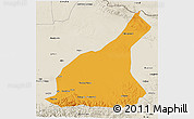 Political 3D Map of Mori, shaded relief outside