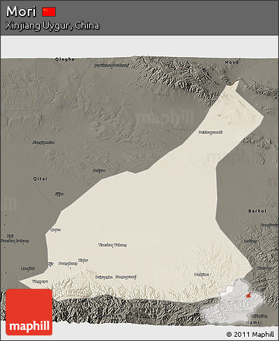 Shaded Relief 3D Map of Mori, darken