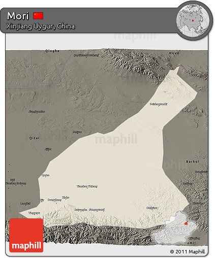 Shaded Relief 3D Map of Mori, darken