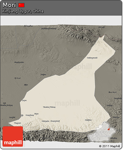 Shaded Relief 3D Map of Mori, darken