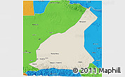 Shaded Relief 3D Map of Mori, political outside
