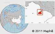 Gray Location Map of Mori, highlighted country, hill shading