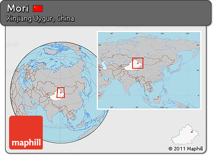 Gray Location Map of Mori, highlighted parent region, within the entire country