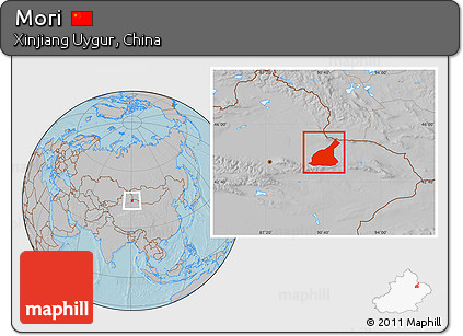 Gray Location Map of Mori, hill shading