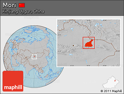 Gray Location Map of Mori, hill shading