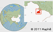 Savanna Style Location Map of Mori, highlighted country, hill shading