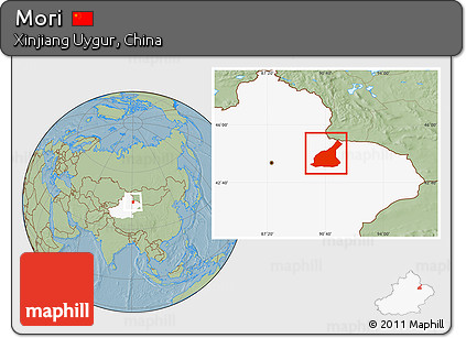 Savanna Style Location Map of Mori, highlighted parent region, hill shading
