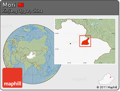 Savanna Style Location Map of Mori, highlighted parent region, hill shading
