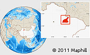 Shaded Relief Location Map of Mori, highlighted country