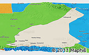 Shaded Relief Panoramic Map of Mori, political outside