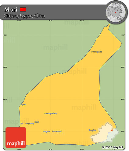 Savanna Style Simple Map of Mori, cropped outside