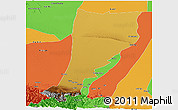 Physical Panoramic Map of Moyu, political outside