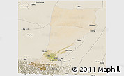 Satellite Panoramic Map of Moyu, shaded relief outside