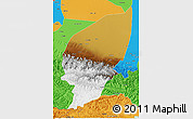 Physical 3D Map of Pishan, political outside