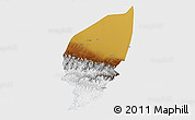 Physical 3D Map of Pishan, single color outside