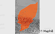 Political 3D Map of Pishan, desaturated