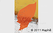 Political 3D Map of Pishan, physical outside