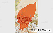 Political 3D Map of Pishan, satellite outside