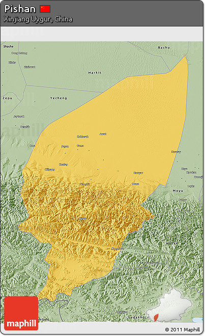 Savanna Style 3D Map of Pishan