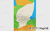 Shaded Relief 3D Map of Pishan, political outside