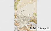 Shaded Relief 3D Map of Pishan, satellite outside