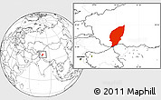 Blank Location Map of Pishan