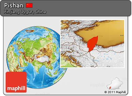 Physical Location Map of Pishan