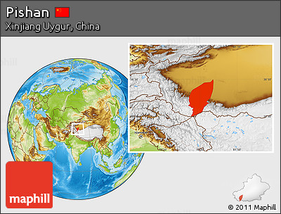 Physical Location Map of Pishan