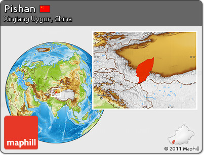 Physical Location Map of Pishan