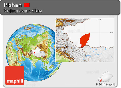 Physical Location Map of Pishan, highlighted parent region