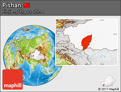 Physical Location Map of Pishan, highlighted parent region