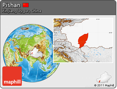 Physical Location Map of Pishan, highlighted parent region