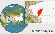 Satellite Location Map of Pishan, highlighted country