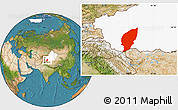 Satellite Location Map of Pishan, highlighted parent region