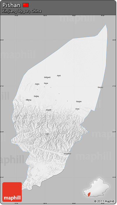 Gray Map of Pishan, single color outside