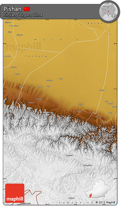 Physical Map of Pishan