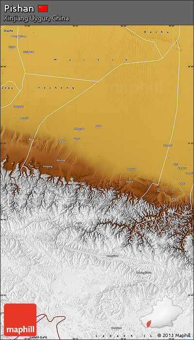 Physical Map of Pishan