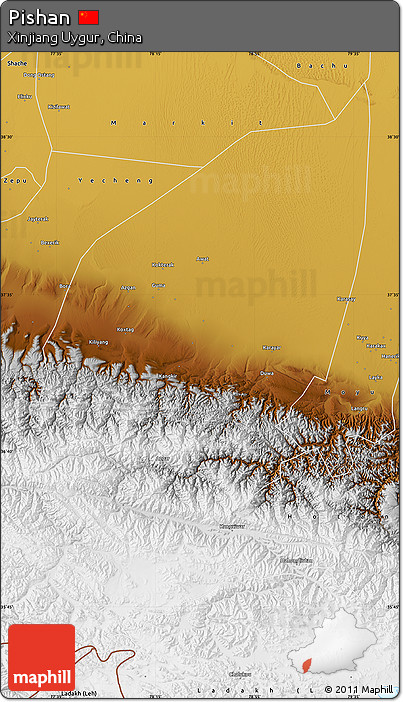 Physical Map of Pishan